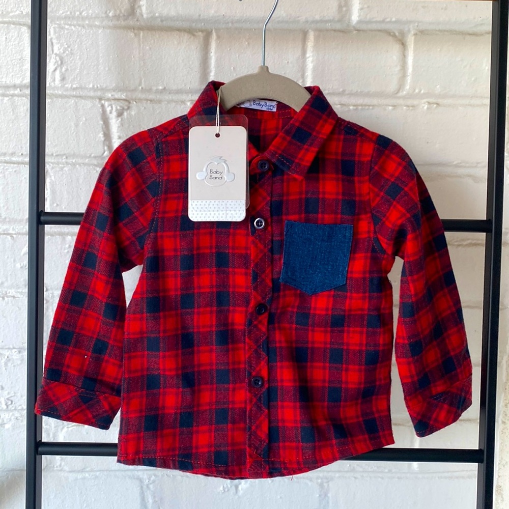 Super Soft Baby Band Plaid Button Up